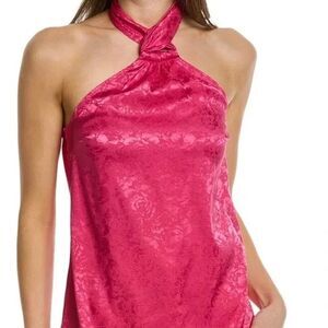 NWT Ronny Kobo Claire Floral Jacquard Halter Top Pink Size S